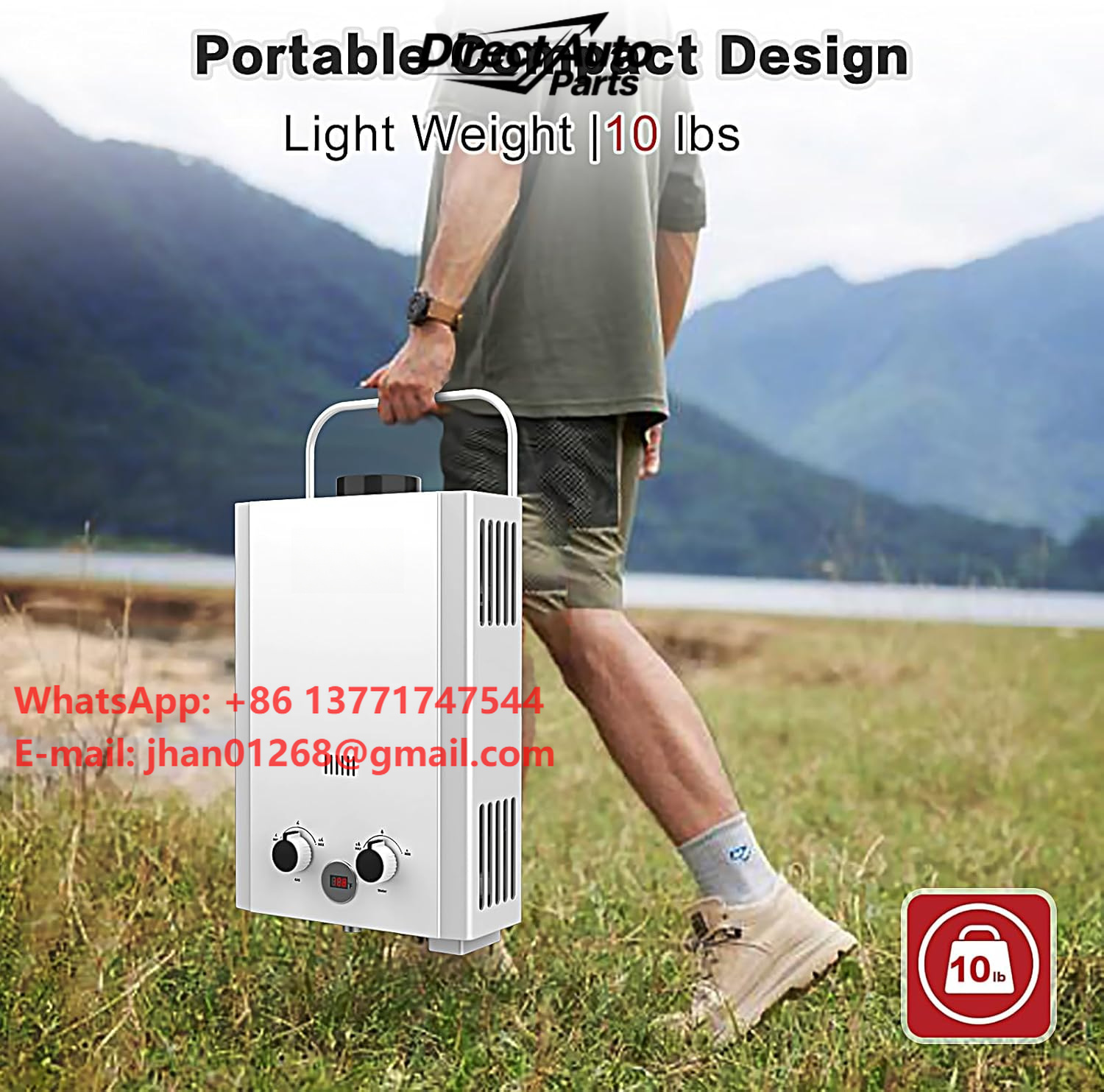 Outdoor Camping Hot Water Shower - Propane Tankless Water Heater with Handle