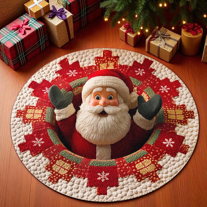 Outdoor Camping Ideas For Adults - Christmas Santa Claus Round Doormat, Welcome
