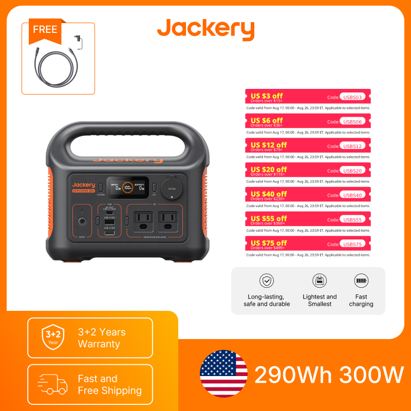 Outdoor Camping Outfit - Jackery Portable Power Station Explorer 300New