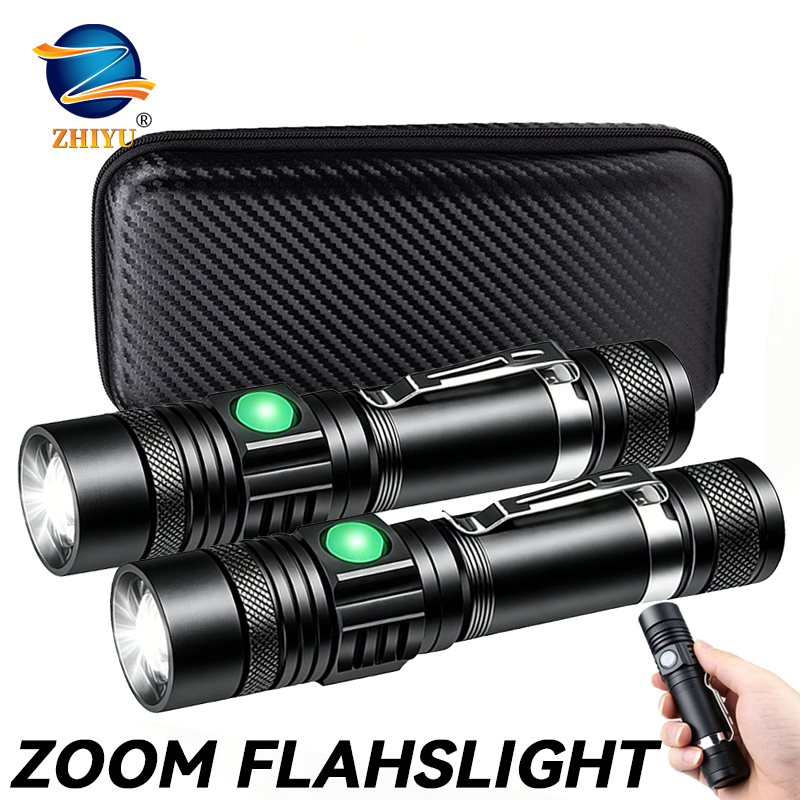 Outdoor Camping Adventure Lamp - T6 LED Rechargeable Flashlight,18650 Zoomable Torch,