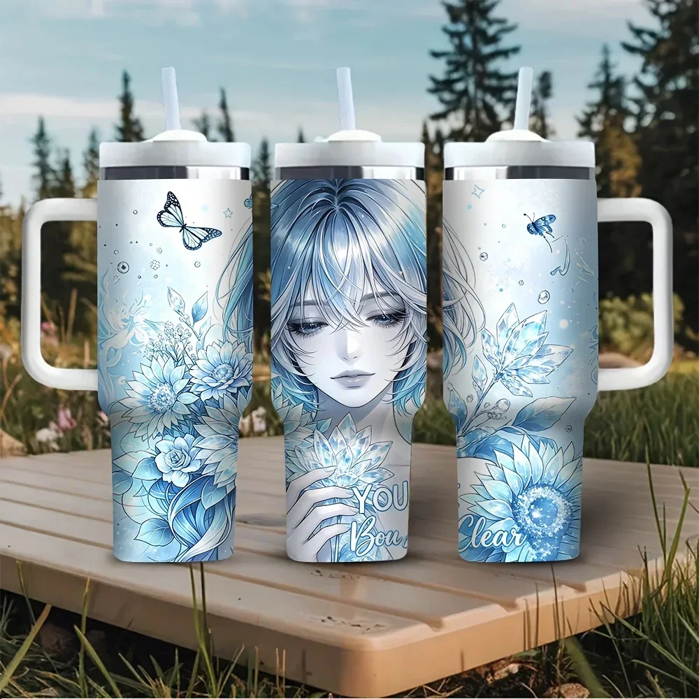 40oz Tumbler with Handle, Blue - đánh giá và giá Outdoor Camping Anime