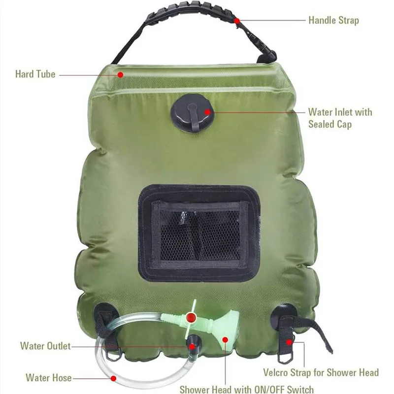 Solar Shower Bag 20L Outdoor S - đánh giá và giá Outdoor Camping Hot Water Shower