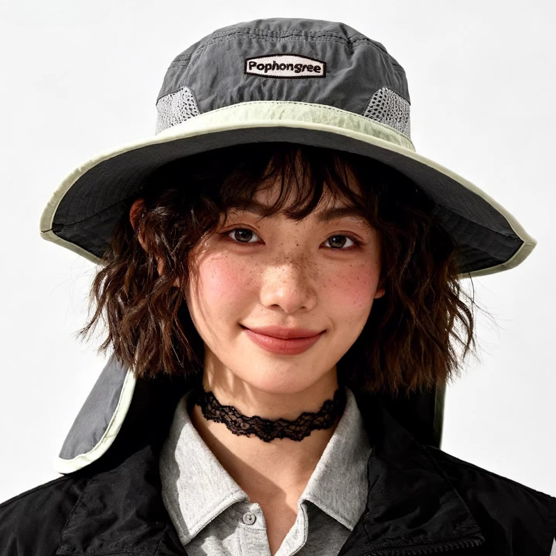Fashion Contrast Stitching Mes - đánh giá và giá Camping Outdoor Quick Drying Sun Neck Protection Cap Hat