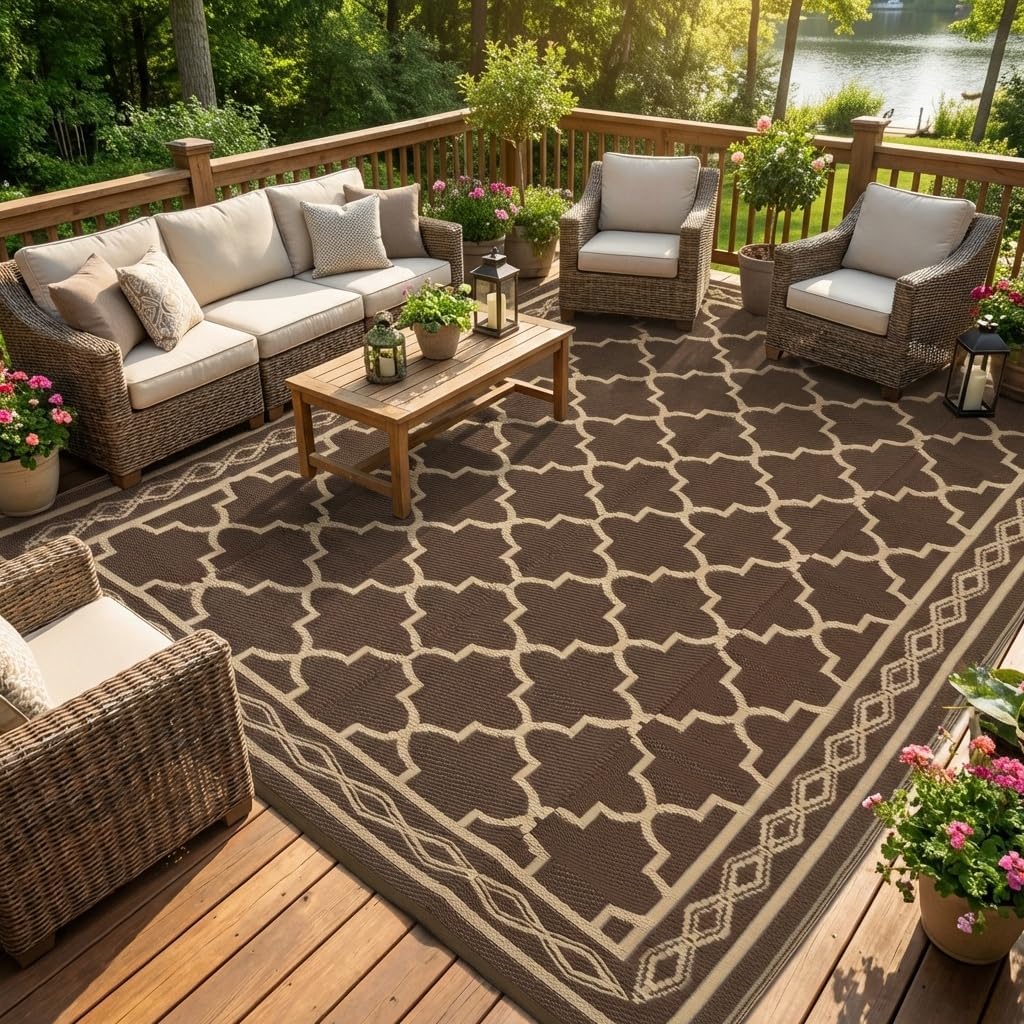 9x12 Reversible Outdoor Patio  - đánh giá và giá Outdoor Camping Rugs 9X12