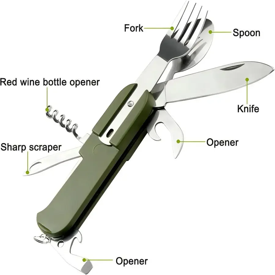 Camping Gear 5-in-1 Stainless  - đánh giá và giá Outdoor Camping Essential Gear