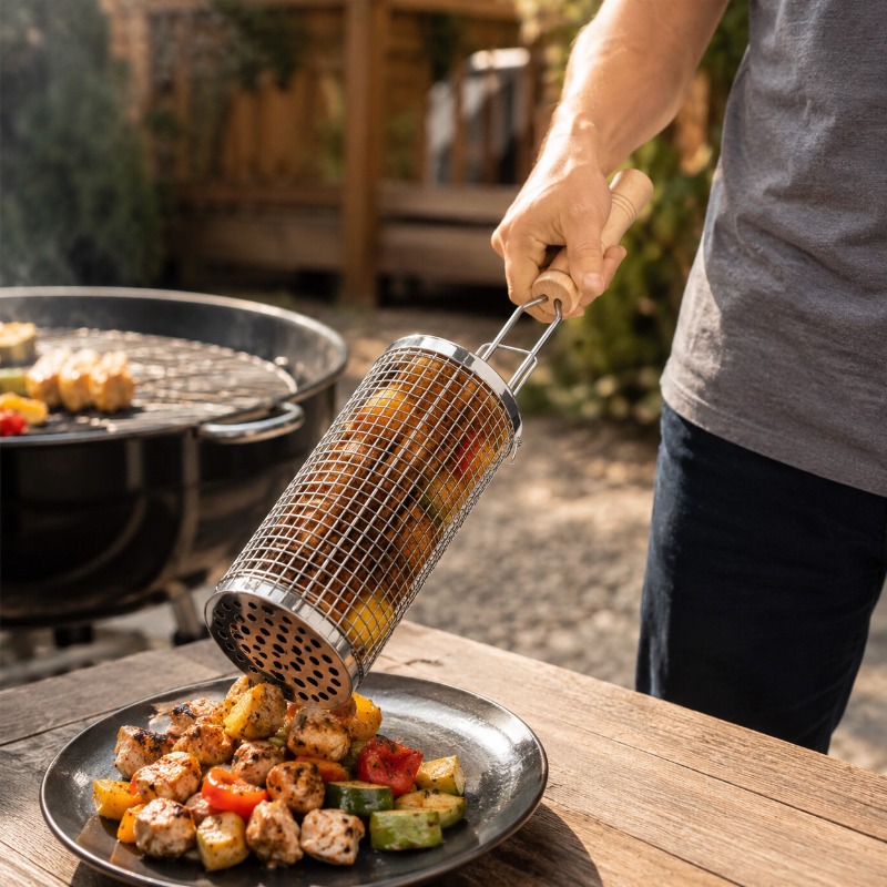 Round Barbecue Grill Basket Se - đánh giá và giá Outdoor Camping Outfit