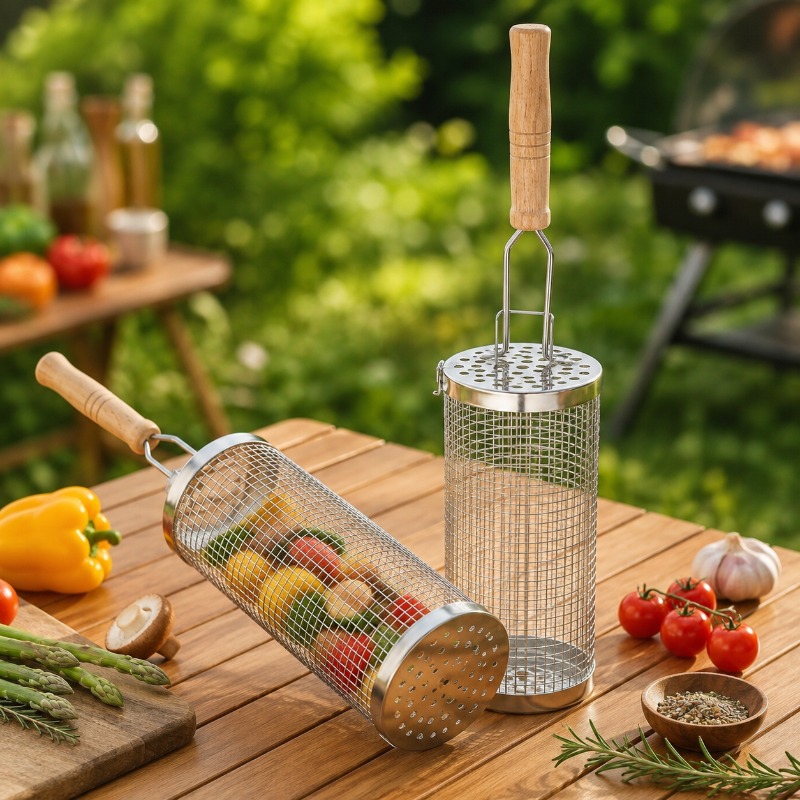 Round Barbecue Grill Basket Se - đánh giá và giá Outdoor Camping Outfit