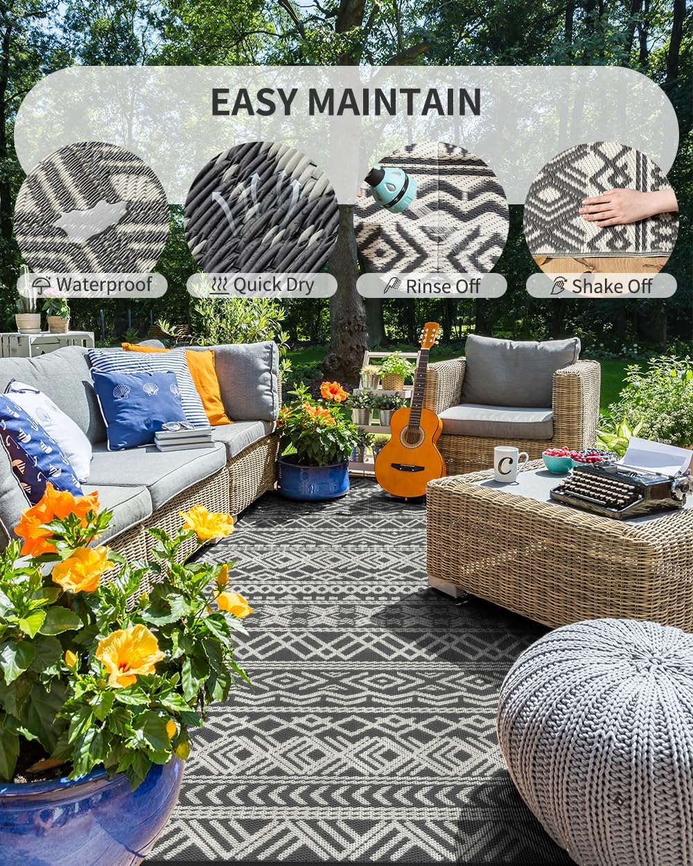 Outdoor Rug Carpet Waterproof  - đánh giá và giá Outdoor Camping Rugs 9X12