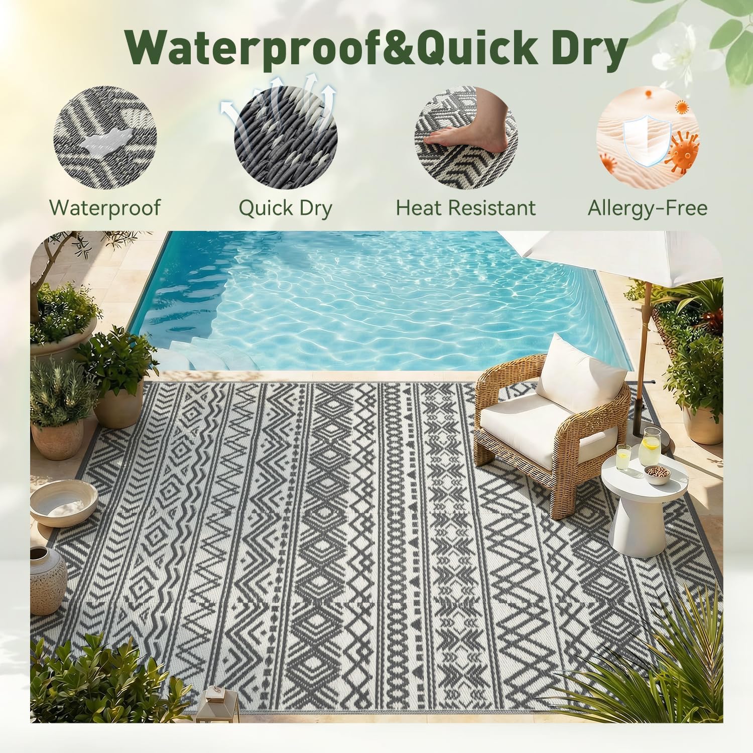 Outdoor Rug Carpet Waterproof  - đánh giá và giá Outdoor Camping Rugs 9X12