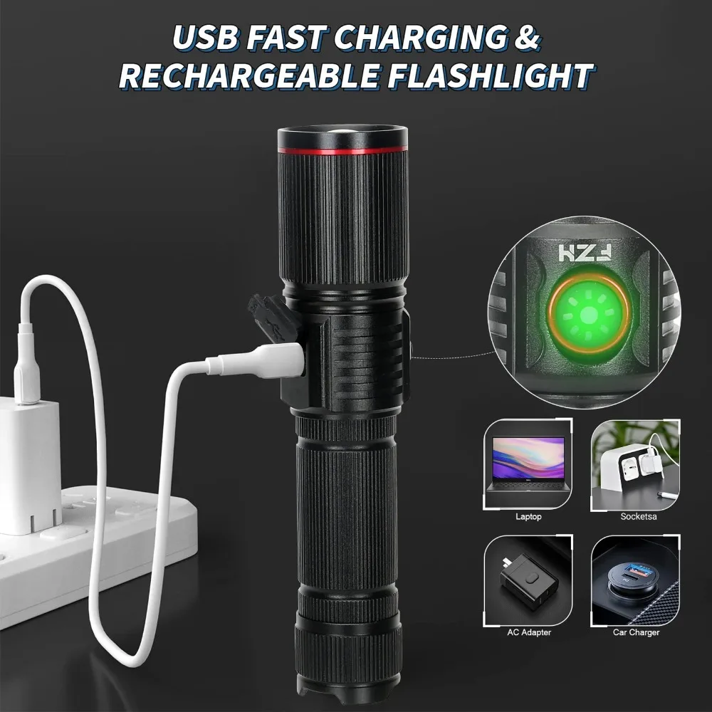 Powerful LED Flashlight Type C - đánh giá và giá Camping Rope