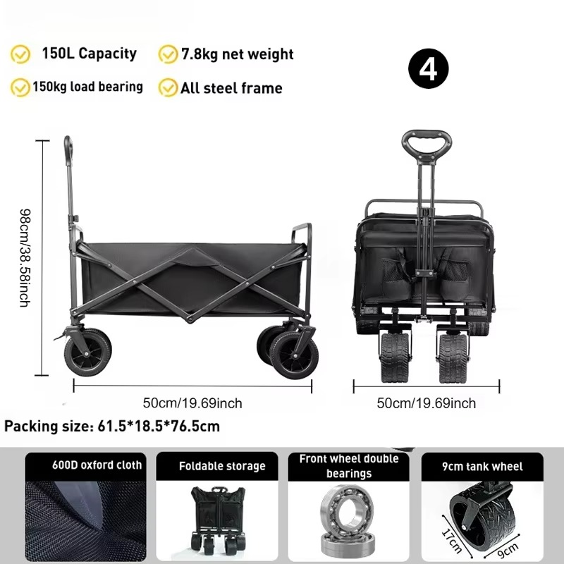 Lightweight 150L Portable Stee - đánh giá và giá Outdoor Camping Vehicle Wagon